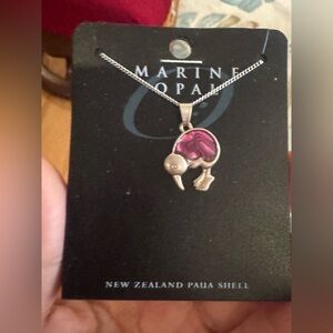 Kiwi Pendant Necklace - Pink and Silver